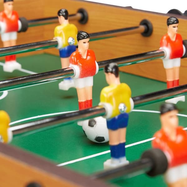 Relaxdays Foosball Mini Foosball Bord Barn Vuxna Resebord Fotbollsspel BxD 69 x 37 cm, Grön-Brun
