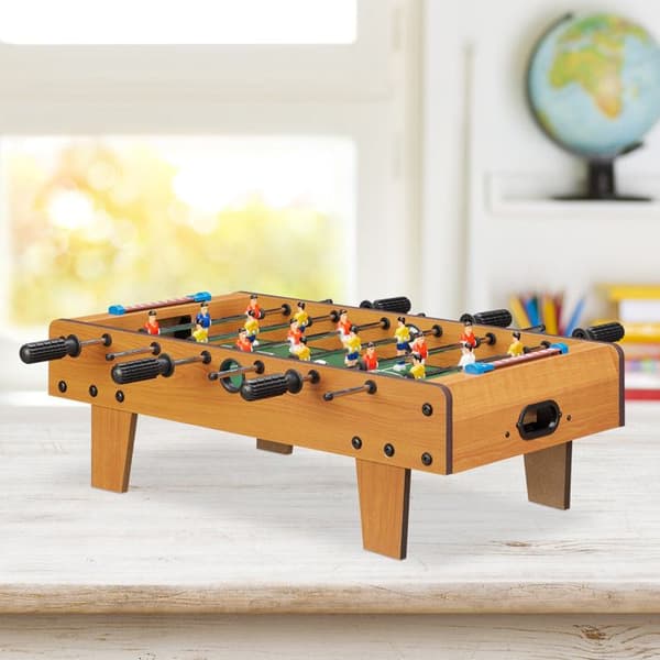 Relaxdays Foosball Mini Foosball Bord Barn Vuxna Resebord Fotbollsspel BxD 69 x 37 cm, Grön-Brun