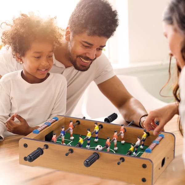 Relaxdays Bordsfotboll minibordsfotboll bordsfotboll barn vuxen resor fotboll bordsspel HxBxD: 11 x 51 x 50cm, grön brun