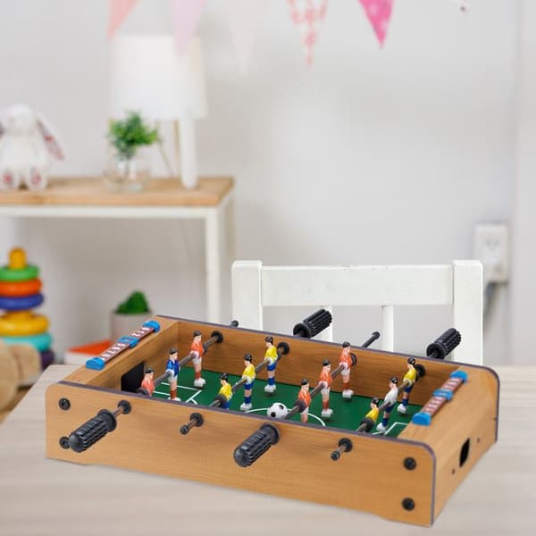 Relaxdays Bordsfotboll minibordsfotboll bordsfotboll barn vuxen resor fotboll bordsspel HxBxD: 11 x 51 x 50cm, grön brun