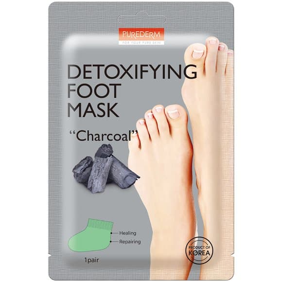 PUREDERM - Detoxifying Foot Mask "Charcoal", 34 g - Puhdistava jalkanaamio hiilellä