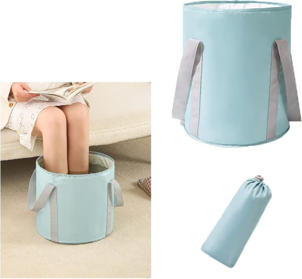 Lollanda Foldable Foot Bath - Badekar til fodspa og fodpleje, bærbart til hjemmet, rejser, camping og udendørs brug Blå 30x36cm