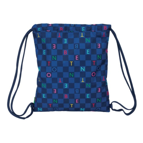 Skopåse med remmar Benetton Damero Marinblå 35 x 40 x 1 cm
