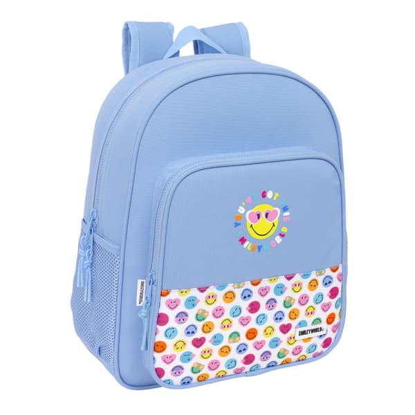 Skolryggsäck Smiley Joyful Blå Multicolour 32 x 38 x 12 cm