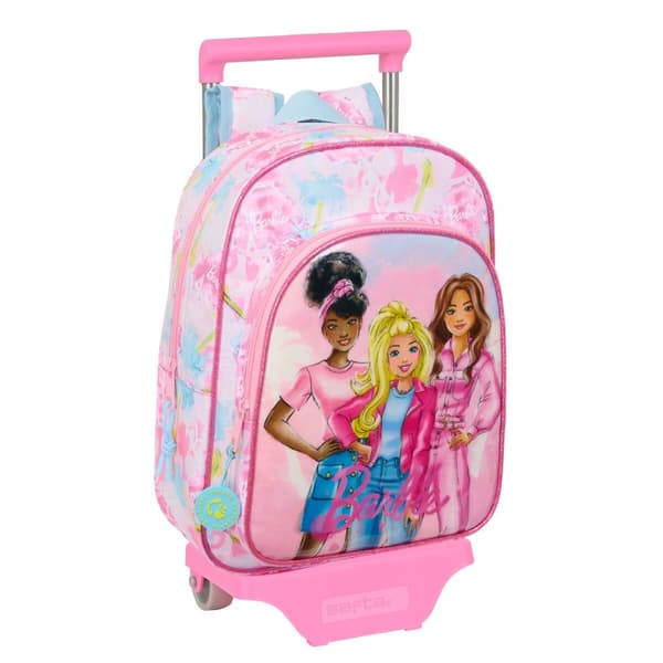 Skolväska med hjul Barbie Painterly Rosa Himmelsblå 26 x 11 x 67 cm 26 x 34 x 11 cm
