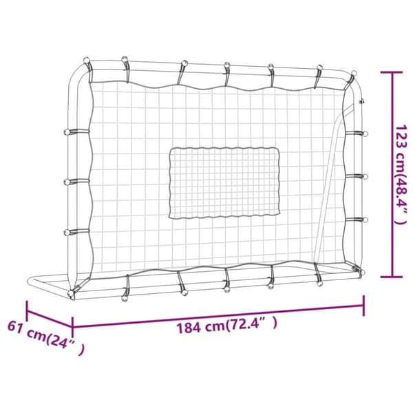 vidaXL Fotbollsmål med nät vit & svart 184x61x123 cm stål & PE