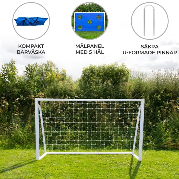 Fodbold Mål Net All Weather PVC Stolper 24 Net Beslag U-Sticks Bærbar Træning Indendørs Udendørs Hurtig montering Målbræt 5 huller Remme og bæretaske