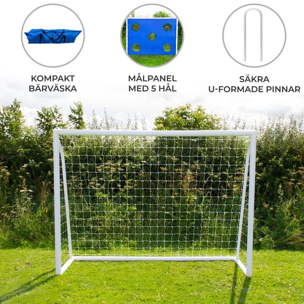 Fodbold Mål Net All Weather PVC Stolper 24 Net Beslag U-Sticks Bærbar Træning Indendørs Udendørs Hurtig montering Målbræt 5 huller Remme og bæretaske