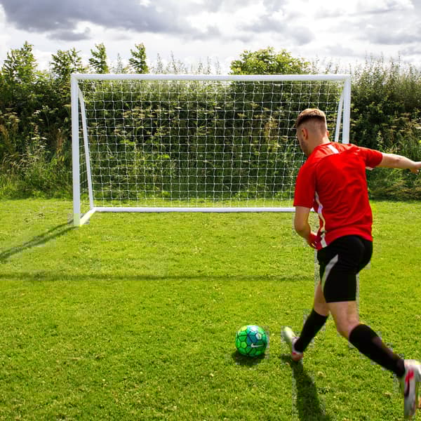 Fodbold Mål Net All Weather PVC Stolper 24 Net Beslag U-Sticks Bærbar Træning Indendørs Udendørs Hurtig montering Målbræt 5 huller Remme og bæretaske