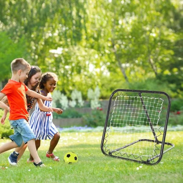 Rootz Rebounder Net - Football Rebounder Net - Foldbart Kickback Goal - Rebound Wall Net - Justerbar - Sort - 78 x 84 x 65-78 cm