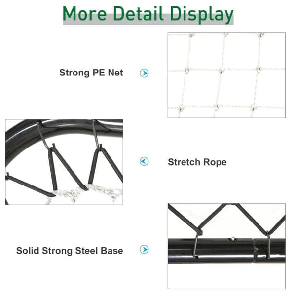 Rootz Rebounder Net - Football Rebounder Net - Foldbart Kickback Goal - Rebound Wall Net - Justerbar - Sort - 78 x 84 x 65-78 cm