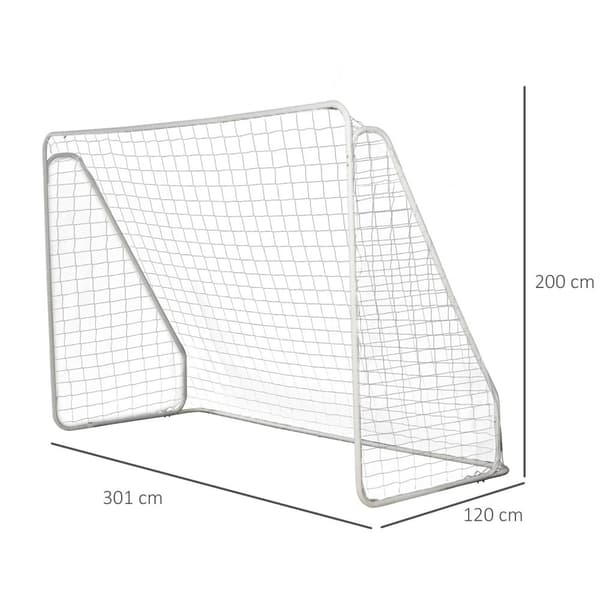 Rootz Fodboldmål - Fodboldmål - Træningsmål - Holdbart epoxy metal PE Net - 301L x 120W x 200H cm - Jordankre inkluderet