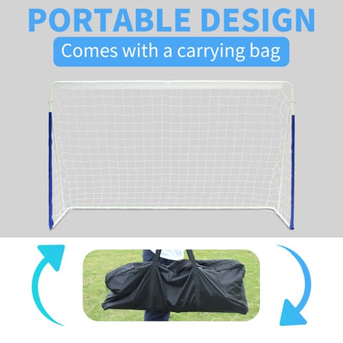 243,8 cm x 152,4 cm fodboldmål i baghaven, bærbart net, sammenklappelig metalbase, hurtigt samlet fodboldnet til indendørs og udendørs træning