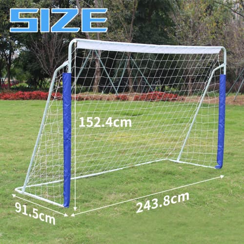 243,8 cm x 152,4 cm fodboldmål i baghaven, bærbart net, sammenklappelig metalbase, hurtigt samlet fodboldnet til indendørs og udendørs træning