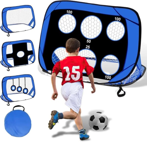 Moorle Football Goal 4-in-1 tarkka-ampujakankaalla ja laukulla – lasten harjoitusvälineet, ulkoilu ja jalkapallo
