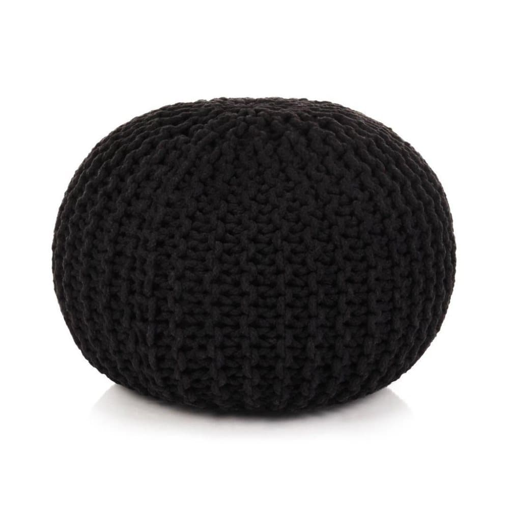 vidaXL Käsinpunottu pallorahi puuvilla 50x35 cm musta