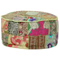 Miniatyrbillede 5 af 7: vidaXL puffe med patchwork rund bomuld håndlavet 40 x 20 cm grøn
