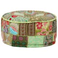 Miniatyrbillede 1 af 7: vidaXL puffe med patchwork rund bomuld håndlavet 40 x 20 cm grøn