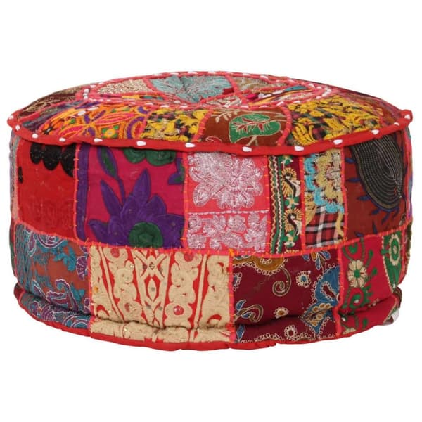vidaXL Sittpuff med lappmönster rund bomull handgjord 40x20 cm röd