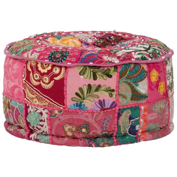 vidaXL Sittpuff med lappmönster rund bomull handgjord 40x20 cm rosa