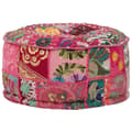 Miniatyrbild 6 av 7: vidaXL Sittpuff med lappmönster rund bomull handgjord 40x20 cm rosa