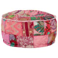 Miniatyrbild 7 av 7: vidaXL Sittpuff med lappmönster rund bomull handgjord 40x20 cm rosa