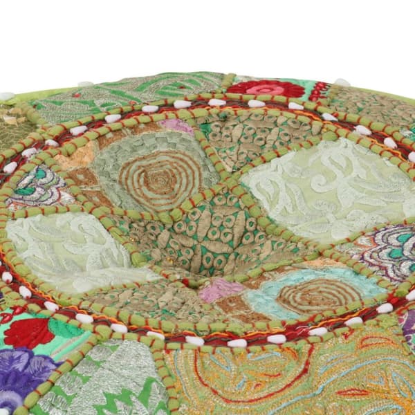 vidaXL Sittpuff med lappmönster rund bomull handgjord 40x20 cm grön