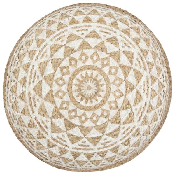 vidaXL Handgjord sittpuff vit 45x30 cm jute