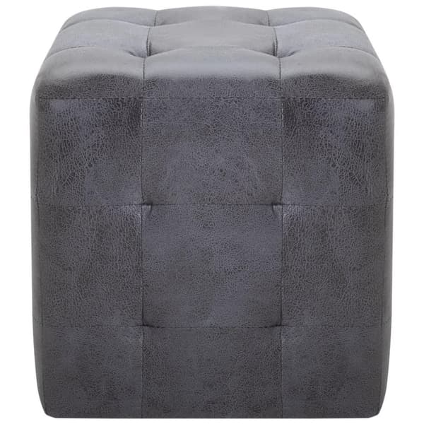 vidaXL Sittpuff 2 st grå 30x30x30 cm konstmocka