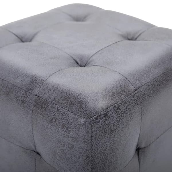 vidaXL Sittpuff 2 st grå 30x30x30 cm konstmocka