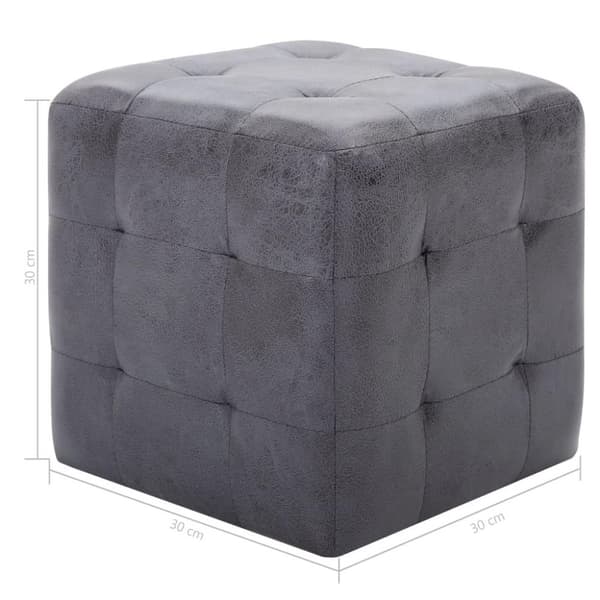 vidaXL Sittpuff 2 st grå 30x30x30 cm konstmocka