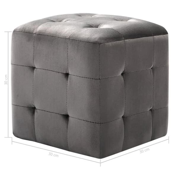 vidaXL Sittpuff 2 st grå 30x30x30 cm sammetstyg
