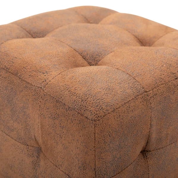 vidaXL Sittpuff 2 st brun 30x30x30 cm konstmocka