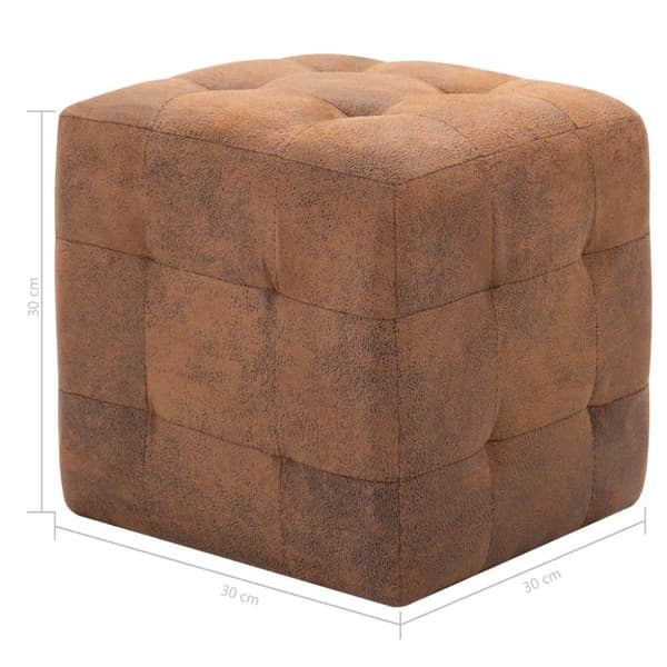 vidaXL Sittpuff 2 st brun 30x30x30 cm konstmocka