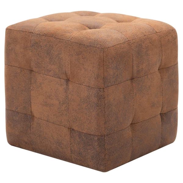 vidaXL Sittpuff 2 st brun 30x30x30 cm konstmocka