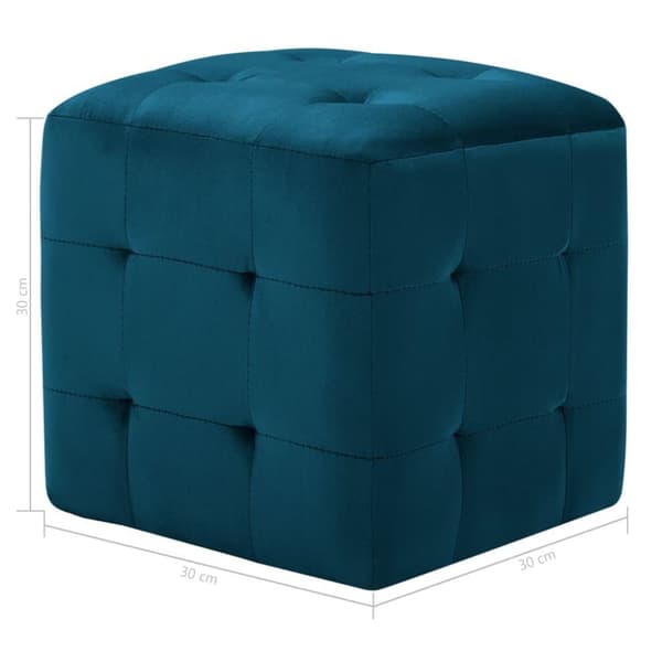 vidaXL Sittpuff 2 st blå 30x30x30 cm sammetstyg