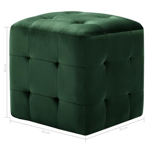 vidaXL puf 2 stk. 30 x 30 x 30 cm fløjlsstof grøn