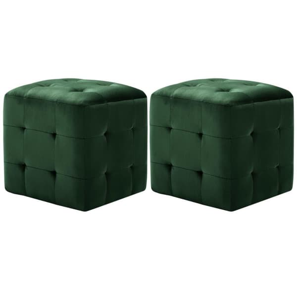 vidaXL puf 2 stk. 30 x 30 x 30 cm fløjlsstof grøn