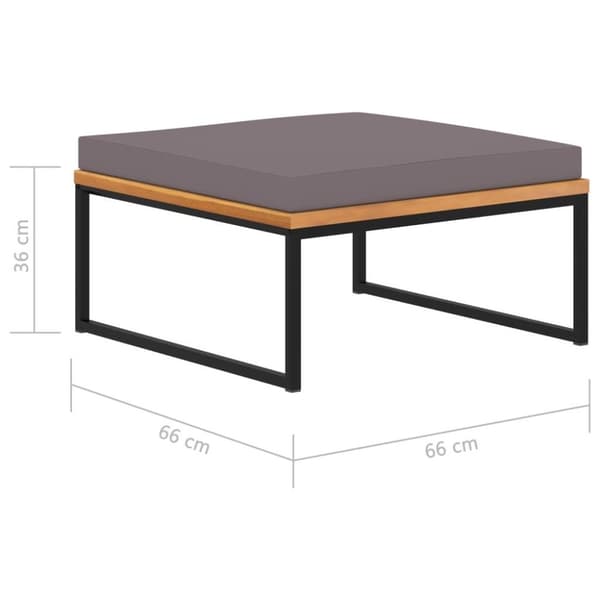 vidaXL Fotpall med dyna 66x66x36 cm massivt akaciaträ mörkgrå