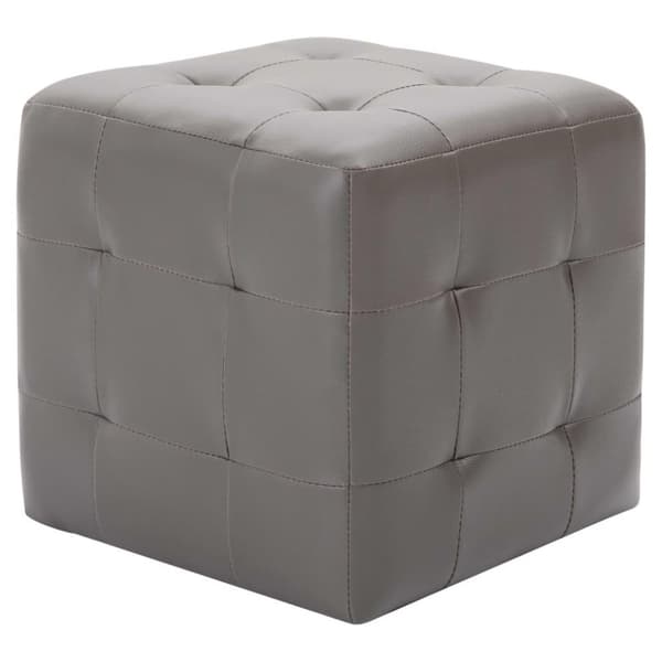 vidaXL Sittpuff 2 st grå 30x30x30 cm konstläder