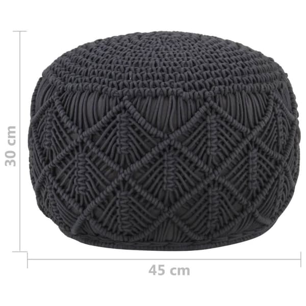 vidaXL håndlavet macramépuf 45x30 cm bomuld antracitgrå