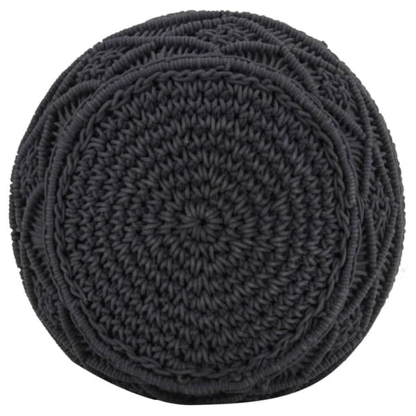 vidaXL Handgjord sittpuff makramé antracit 45x30 cm bomull