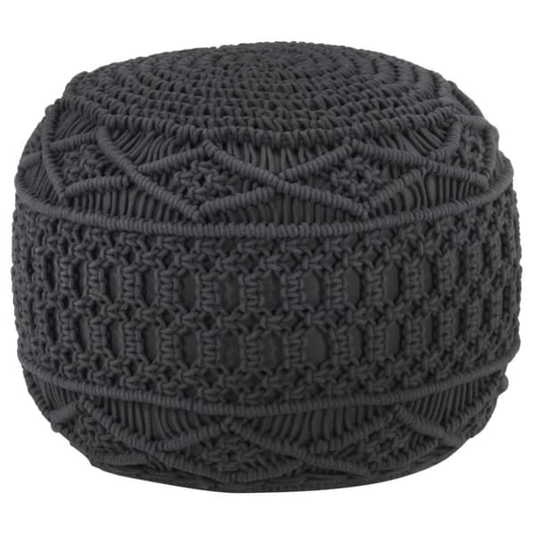vidaXL Handgjord sittpuff makramé antracit 45x30 cm bomull