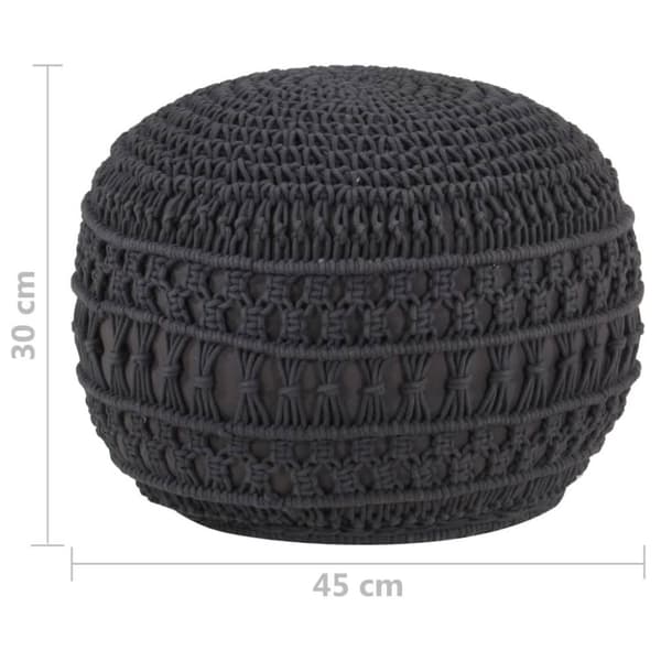 vidaXL Handgjord sittpuff makramé antracit 45x30 cm bomull