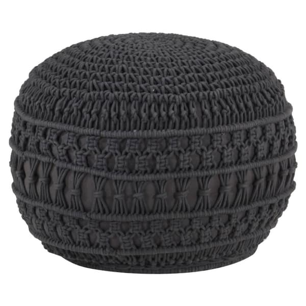 vidaXL Handgjord sittpuff makramé antracit 45x30 cm bomull