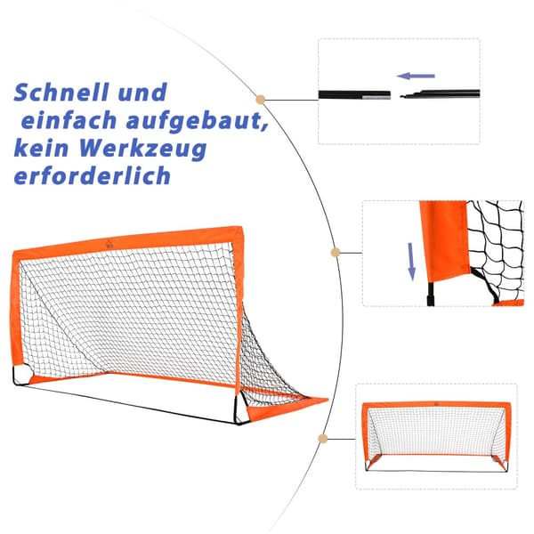 Fodboldmål, 183x90x90 cm, Orange