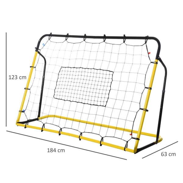 Fotbolls Returbollsmål, Kickback, 184x63x123 cm, Gul Svart