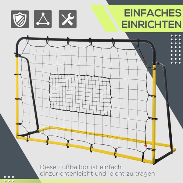 Fotbolls Returbollsmål, Kickback, 184x63x123 cm, Gul Svart
