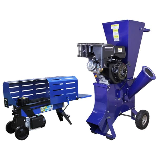 T-Mech Vedklyv 7T 520mm & T-Mech 15HP Flishugg Portabel Elektrisk Bensindriven Portabel Ved Flis Skogsvård Skogsskötsel Trädgårdsarbete Skog Trädgård