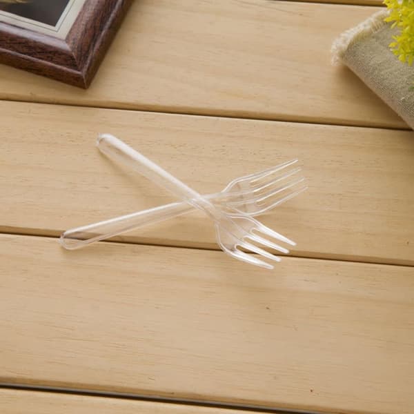 Paket med 100 stycken Plastbestick Plastgafflar Plastgafflar Festservis Återanvändbar plastgaffel Tårtgafflar